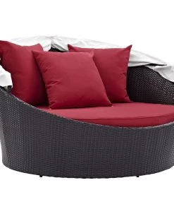 Modway Convene Canopy Outdoor Patio Daybed Espresso Red