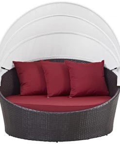 Modway Convene Canopy Outdoor Patio Daybed Espresso Red