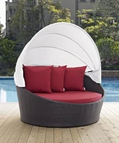 Modway Convene Canopy Outdoor Patio Daybed Espresso Red