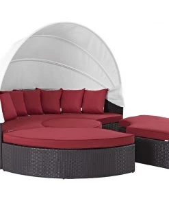 Modway Outdoor Daybeds Convene Canopy Outdoor Patio Daybed Espresso Red