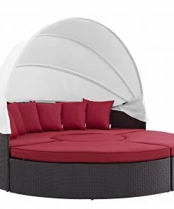 Modway Outdoor Daybeds Convene Canopy Outdoor Patio Daybed Espresso Red