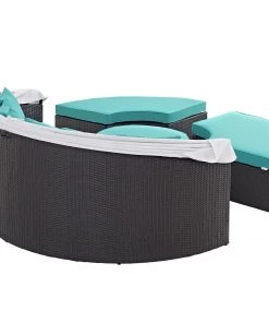 Modway Convene Canopy Outdoor Patio Daybed Espresso Turquoise