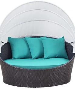 Modway Convene Canopy Outdoor Patio Daybed Espresso Turquoise Outdoor Daybeds