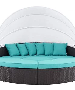Modway Convene Canopy Outdoor Patio Daybed Espresso Turquoise