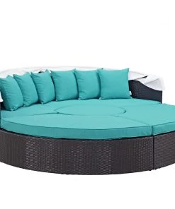 Modway Convene Canopy Outdoor Patio Daybed Espresso Turquoise