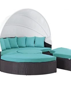 Modway Convene Canopy Outdoor Patio Daybed Espresso Turquoise