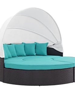 Modway Convene Canopy Outdoor Patio Daybed Espresso Turquoise