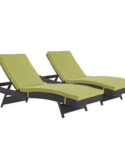 Modway Convene Chaise Outdoor Patio Set Of 2 Espresso Peridot Lounge Chair Outdoor