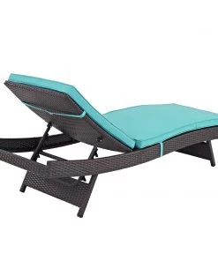 Modway Lounge Chair Outdoor Convene Chaise Outdoor Patio Set Of 2 Espresso Turquoise