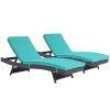 Modway Lounge Chair Outdoor Convene Chaise Outdoor Patio Set Of 2 Espresso Turquoise