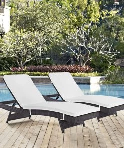 Modway Convene Chaise Outdoor Patio Set Of 2 Espresso White