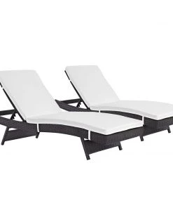 Modway Convene Chaise Outdoor Patio Set Of 2 Espresso White