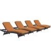 Modway Lounge Chair Outdoor Convene Chaise Outdoor Patio Set Of 4 Espresso Orange