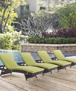 Modway Convene Chaise Outdoor Patio Set Of 4 Espresso Peridot