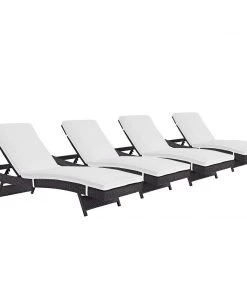 Modway Lounge Chair Outdoor Convene Chaise Outdoor Patio Set Of 4 Espresso White