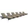 Modway Lounge Chair Outdoor Convene Chaise Outdoor Patio Set Of 6 Espresso Mocha