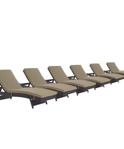 Modway Lounge Chair Outdoor Convene Chaise Outdoor Patio Set Of 6 Espresso Mocha