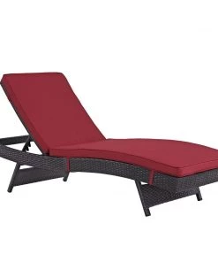 Modway Lounge Chair Outdoor Convene Chaise Outdoor Patio Set Of 6 Espresso Red