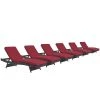 Modway Lounge Chair Outdoor Convene Chaise Outdoor Patio Set Of 6 Espresso Red
