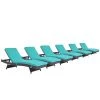 Modway Lounge Chair Outdoor Convene Chaise Outdoor Patio Set Of 6 Espresso Turquoise