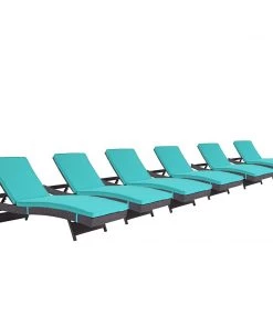 Modway Lounge Chair Outdoor Convene Chaise Outdoor Patio Set Of 6 Espresso Turquoise