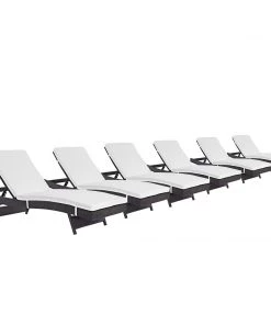 Modway Convene Chaise Outdoor Patio Set Of 6 Espresso White