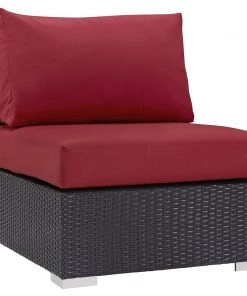 Modway Convene Outdoor Patio Armless Espresso Red Outdoor Sectional