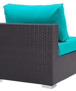 Modway Convene Outdoor Patio Armless Espresso Turquoise Outdoor Sectional