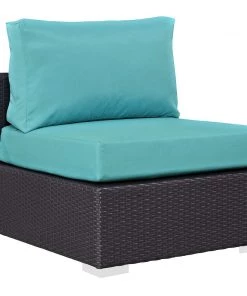 Modway Convene Outdoor Patio Armless Espresso Turquoise Outdoor Sectional