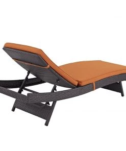 Modway Lounge Chair Outdoor Convene Outdoor Patio Chaise Espresso Orange