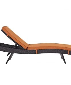 Modway Lounge Chair Outdoor Convene Outdoor Patio Chaise Espresso Orange