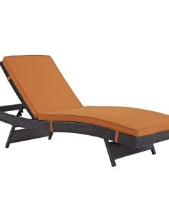 Modway Lounge Chair Outdoor Convene Outdoor Patio Chaise Espresso Orange