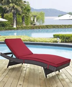 Modway Lounge Chair Outdoor Convene Outdoor Patio Chaise Espresso Red 8 Modway Lounge Chair Outdoor Convene Outdoor Patio Chaise Espresso Red