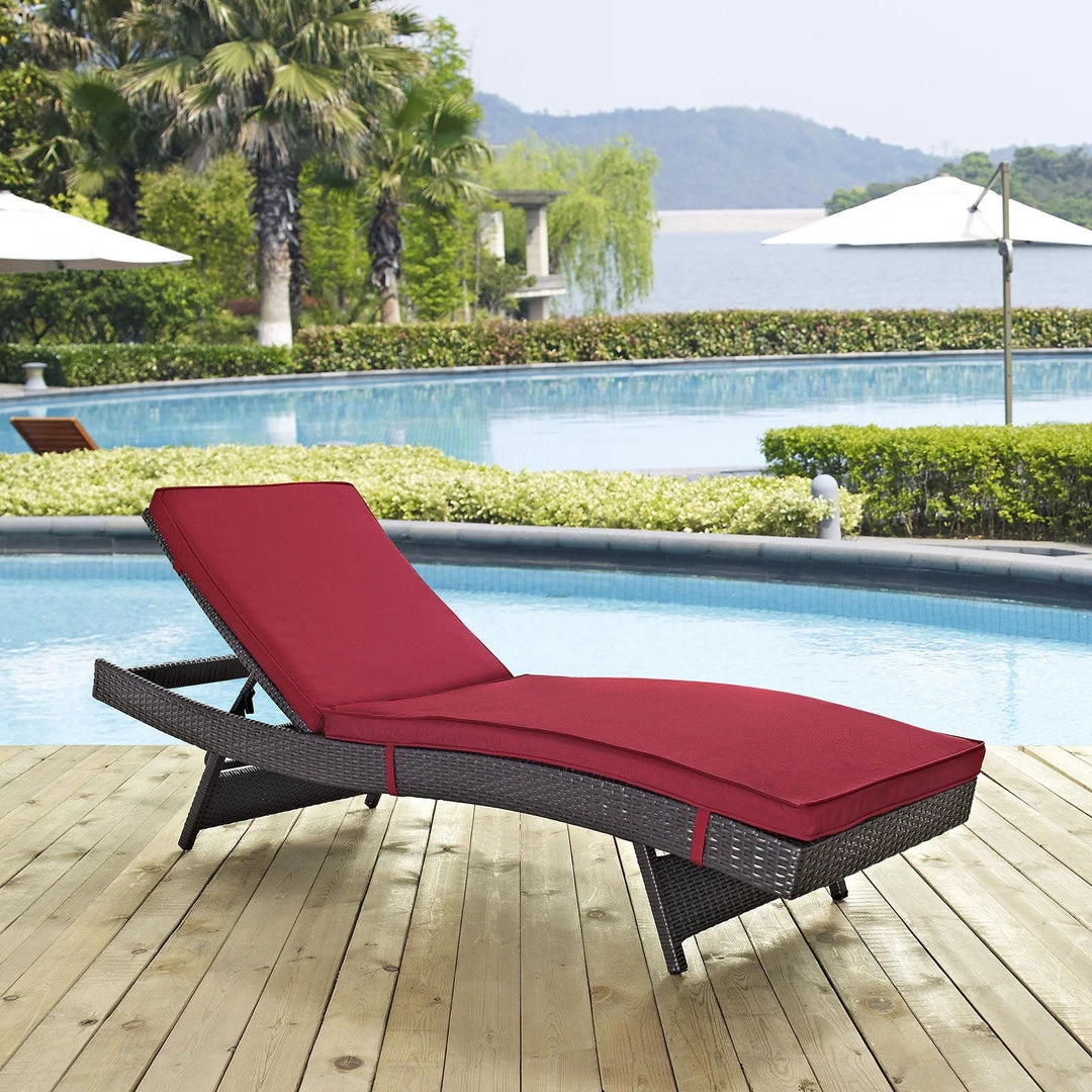 Modway Lounge Chair Outdoor Convene Outdoor Patio Chaise Espresso Red 4 Modway Lounge Chair Outdoor Convene Outdoor Patio Chaise Espresso Red
