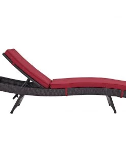 Modway Lounge Chair Outdoor Convene Outdoor Patio Chaise Espresso Red