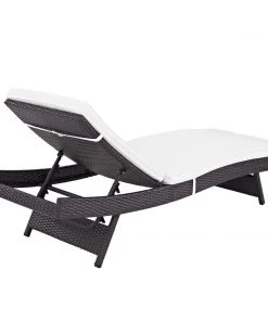 Modway Convene Outdoor Patio Chaise Espresso White Lounge Chair Outdoor