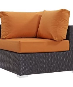 Modway Convene Outdoor Patio Corner Espresso Orange Outdoor Sectional