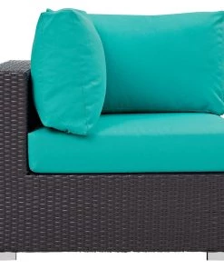 Modway Convene Outdoor Patio Corner Espresso Turquoise Outdoor Sectional