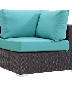 Modway Convene Outdoor Patio Corner Espresso Turquoise Outdoor Sectional