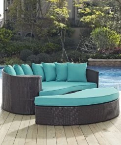Modway Outdoor Daybeds Convene Outdoor Patio Daybed Espresso Turquoise