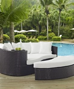 Modway Convene Outdoor Patio Daybed Espresso White Outdoor Daybeds
