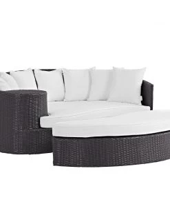 Modway Convene Outdoor Patio Daybed Espresso White Outdoor Daybeds