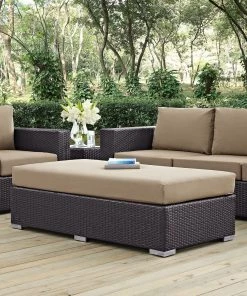 Modway Convene Outdoor Patio Fabric Rectangle Ottoman Espresso Mocha Ottomans