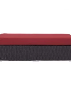 Modway Ottomans Convene Outdoor Patio Fabric Rectangle Ottoman Espresso Red