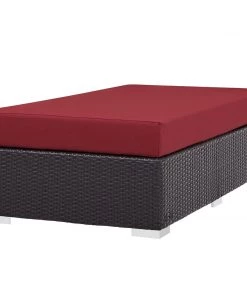 Modway Ottomans Convene Outdoor Patio Fabric Rectangle Ottoman Espresso Red