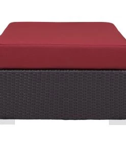 Modway Ottomans Convene Outdoor Patio Fabric Rectangle Ottoman Espresso Red