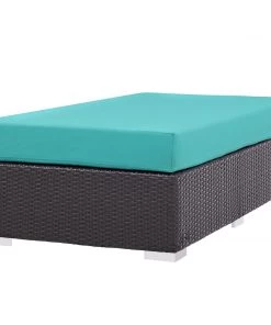 Modway Ottomans Convene Outdoor Patio Fabric Rectangle Ottoman Espresso Turquoise