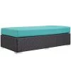Modway Ottomans Convene Outdoor Patio Fabric Rectangle Ottoman Espresso Turquoise