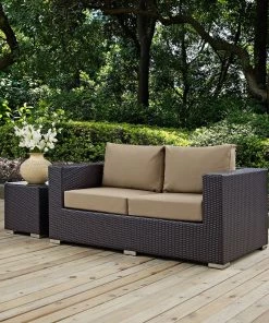 Modway Convene Outdoor Patio Loveseat Espresso Mocha
