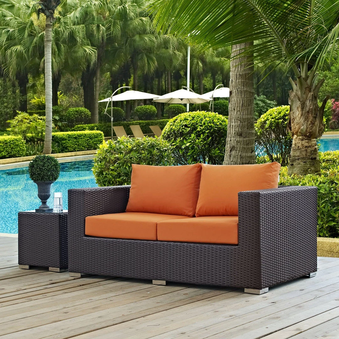 Modway Convene Outdoor Patio Loveseat Espresso Orange 5 Modway Convene Outdoor Patio Loveseat Espresso Orange